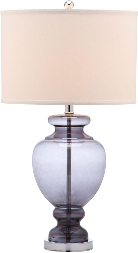 Safavieh - Set of 2 - Morocco Table Lamp Glass 27" Smoking Grey Off White Silver Chrome Cotton LIT4052C-SET2 683726702559