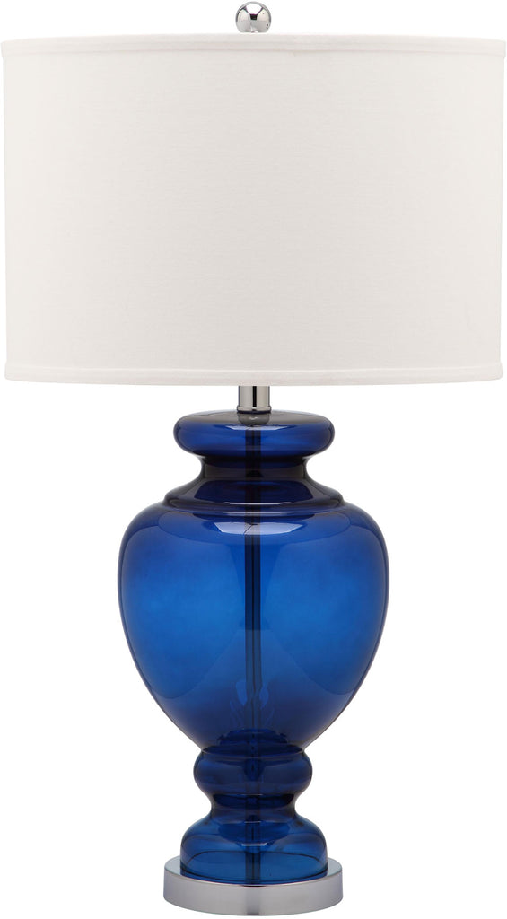 Safavieh - Set of 2 - Morocco Table Lamp Glass 27" Navy Off White Silver Chrome Cotton LIT4052D-SET2 683726702573