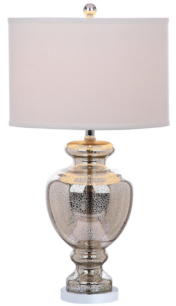 Safavieh - Set of 2 - Morocco Table Lamp Mercury Glass 28" Silver Ivory Off White Chrome Cotton LIT4052E-SET2 889048242098
