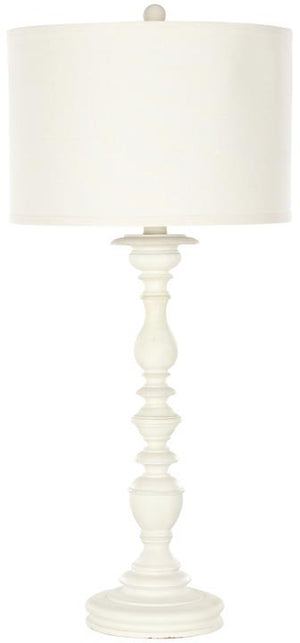 Safavieh - Set of 2 - Mamie Lamp Candlestick 32.5" Cream Off White Silver Cotton Resin LIT4058A-SET2 683726519874