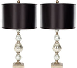 Safavieh - Set of 2 - Nettie Table Lamp Mercury Glass 27" Ivory Silver Black Gold Polyester LIT4060A-SET2 683726519904