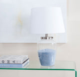 Safavieh Evan Table Lamp Fillable Glass 22.5" Clear Off White Silver Chrome Cotton LIT4066A 683726530848