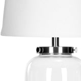 Safavieh Evan Table Lamp Fillable Glass 22.5" Clear Off White Silver Chrome Cotton LIT4066A 683726530848