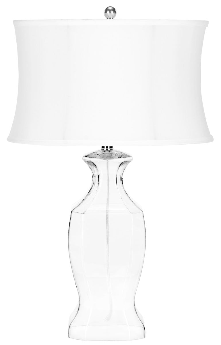 Safavieh - Set of 2 - Wendy Table Lamp Glass 28" Clear White Silver Chrome Cotton Polyester LIT4068A-SET2 683726127291