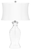 Safavieh - Set of 2 - Wendy Table Lamp Glass 28" Clear White Silver Chrome Cotton Polyester LIT4068A-SET2 683726127291