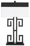 Safavieh - Set of 2 - Table Lamp Greek Key 28" Black White Cotton Metal LIT4071A-SET2 683726127314