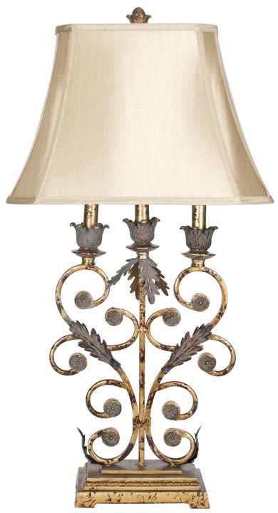 Safavieh - Set of 2 - Lucia Table Lamp 32.5" Gold Beige Polyester Metal LIT4072A-SET2 683726127321