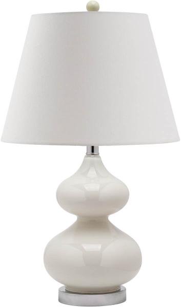 Safavieh - Set of 2 - Eva Lamp Double Gourd Glass 24" White Silver Cotton LIT4086A-SET2 683726406846