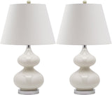 Safavieh - Set of 2 - Eva Lamp Double Gourd Glass 24" White Silver Cotton LIT4086A-SET2 683726406846