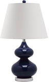 Safavieh - Set of 2 - Eva Lamp Double Gourd Glass 24" Navy Off White Silver Cotton LIT4086B-SET2 683726406983