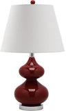 Safavieh - Set of 2 - Eva Lamp Double Gourd Glass 24" Red Off White Silver Cotton LIT4086E-SET2 683726407027
