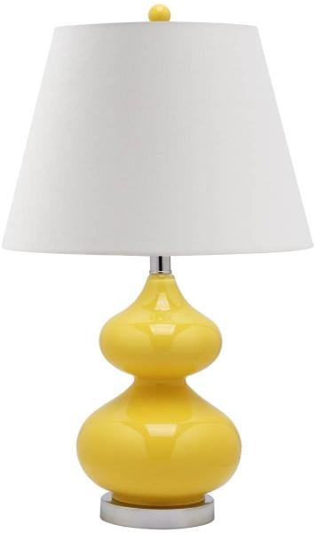 Safavieh - Set of 2 - Eva Lamp Double Gourd Glass 24" Yellow Off White Silver Cotton LIT4086H-SET2 683726408239