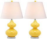 Safavieh - Set of 2 - Eva Lamp Double Gourd Glass 24" Yellow Off White Silver Cotton LIT4086H-SET2 683726408239