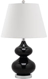 Safavieh - Set of 2 - Eva Lamp Double Gourd Glass 24" Black Off White Silver Clear Cotton LIT4086J-SET2 683726408246