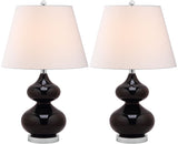 Safavieh - Set of 2 - Eva Lamp Double Gourd Glass 24" Black Off White Silver Clear Cotton LIT4086J-SET2 683726408246