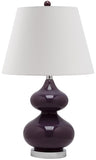 Safavieh - Set of 2 - Eva Lamp Double Gourd Glass 24" Dark Purple Off White Silver Cotton LIT4086K-SET2 683726408772