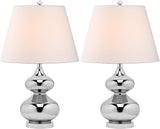 Safavieh - Set of 2 - Eva Lamp Double Gourd Glass 24" Silver Off White Clear Cotton LIT4086M-SET2 683726408802
