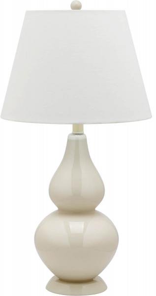 Safavieh - Set of 2 - Cybil Lamp Double Gourd 26" Cream Off White Silver Cotton Glass LIT4088A-SET2 683726408956