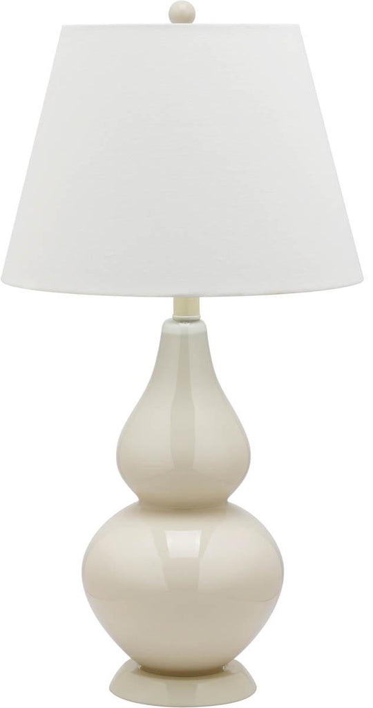 Safavieh - Set of 2 - Cybil Lamp Double Gourd 26" Cream Off White Silver Cotton Glass LIT4088A-SET2 683726408956
