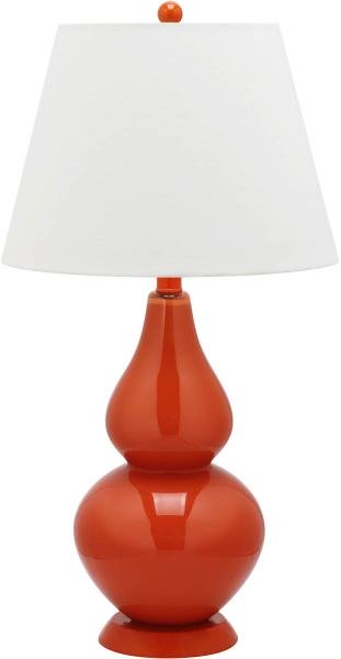 Safavieh - Set of 2 - Cybil Lamp Double Gourd 26" Blood Orange Off White Silver Cotton Glass LIT4088D-SET2 683726409076