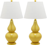 Safavieh - Set of 2 - Cybil Lamp Double Gourd 26" Yellow Off White Silver Cotton Glass LIT4088H-SET2 683726409144