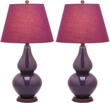 Safavieh - Set of 2 - Cybil Lamp Double Gourd 26" Dark Purple Silver Cotton Glass LIT4088K-SET2 683726409243