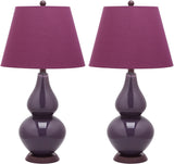 Safavieh - Set of 2 - Cybil Lamp Double Gourd 26" Dark Purple Silver Cotton Glass LIT4088K-SET2 683726409243