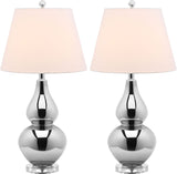 Safavieh - Set of 2 - Cybil Lamp Double Gourd 26" Silver Off White Clear Cotton Glass LIT4088N-SET2 683726409366