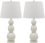 Safavieh - Set of 2 - Jayne Lamp Three Sphere Glass 26.5" White Silver Cotton LIT4089A-SET2 683726409397