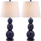 Safavieh - Set of 2 - Jayne Lamp Three Sphere Glass 26.5" Navy Off White Silver Cotton LIT4089B-SET2 683726409441