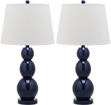 Safavieh - Set of 2 - Jayne Lamp Three Sphere Glass 26.5" Navy Off White Silver Cotton LIT4089B-SET2 683726409441