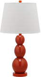 Safavieh - Set of 2 - Jayne Lamp Three Sphere Glass 26.5" Blood Orange Off White Silver Cotton LIT4089D-SET2 683726409502