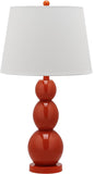 Safavieh - Set of 2 - Jayne Lamp Three Sphere Glass 26.5" Blood Orange Off White Silver Cotton LIT4089D-SET2 683726409502