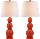 Safavieh - Set of 2 - Jayne Lamp Three Sphere Glass 26.5" Blood Orange Off White Silver Cotton LIT4089D-SET2 683726409502