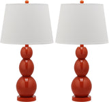 Safavieh - Set of 2 - Jayne Lamp Three Sphere Glass 26.5" Blood Orange Off White Silver Cotton LIT4089D-SET2 683726409502