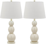 Safavieh - Set of 2 - Jayne Lamp Three Sphere Glass 26.5" Light Grey Off White Silver Cotton LIT4089F-SET2 683726409526