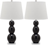 Safavieh - Set of 2 - Jayne Lamp Three Sphere Glass 26.5" Black Off White Silver Clear Cotton LIT4089J-SET2 683726409557