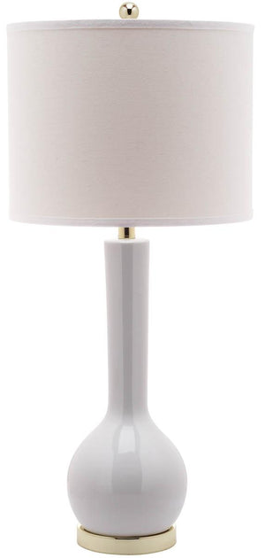 Safavieh - Set of 2 - Mae Table Lamp Long Neck Ceramic 30.5" White Gold Cotton LIT4091A-SET2 683726409960