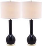 Safavieh - Set of 2 - Mae Table Lamp Long Neck Ceramic 30.5" Navy Off White Gold Cotton LIT4091B-SET2 683726409977