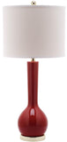 Safavieh - Set of 2 - Mae Table Lamp Long Neck Ceramic 30.5" Red Off White Gold Cotton LIT4091E-SET2 683726410355