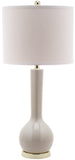 Safavieh - Set of 2 - Mae Table Lamp Long Neck Ceramic 30.5" Light Grey Off White Gold Cotton LIT4091F-SET2 683726410850