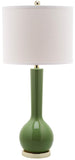 Safavieh - Set of 2 - Mae Table Lamp Long Neck Ceramic 30.5" Green Off White Gold Cotton LIT4091G-SET2 683726411109