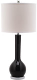 Safavieh - Set of 2 - Mae Table Lamp Long Neck Ceramic 30.5" Black Off White Silver Cotton LIT4091J-SET2 683726411277