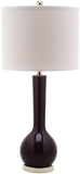 Safavieh - Set of 2 - Mae Table Lamp Long Neck Ceramic 30.5" Dark Purple Off White Gold Cotton LIT4091K-SET2 683726414353