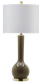 Safavieh - Set of 2 - Mae Table Lamp Long Neck Ceramic 30.5" Taupe Off White Gold Cotton LIT4091L-SET2 683726414377