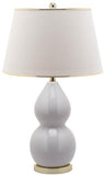 Safavieh - Set of 2 - Jill Lamp Double Gourd Ceramic 26.5" White Gold Cotton LIT4093A-SET2 683726465843