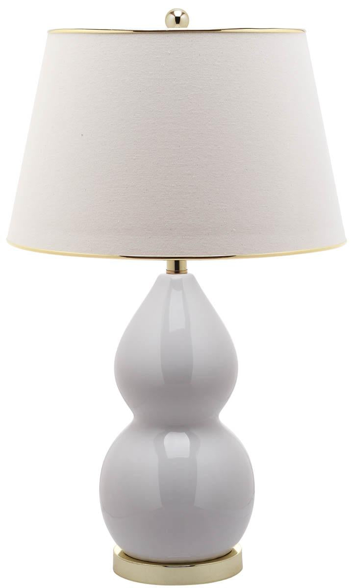 Safavieh - Set of 2 - Jill Lamp Double Gourd Ceramic 26.5" White Gold Cotton LIT4093A-SET2 683726465843