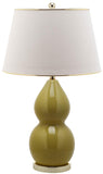 Safavieh - Set of 2 - Jill Lamp Double Gourd Ceramic 26.5" Mustard Gold Off White Cotton LIT4093H-SET2 683726559498