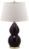 Safavieh - Set of 2 - Jill Lamp Double Gourd Ceramic 26.5" Dark Purple Off White Gold Cotton LIT4093K-SET2 683726559528