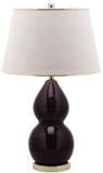 Safavieh - Set of 2 - Jill Lamp Double Gourd Ceramic 26.5" Dark Purple Off White Gold Cotton LIT4093K-SET2 683726559528